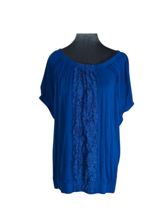 Lane Bryant Tops - Lane Bryant Peasant Style Blue Top with Lace.
